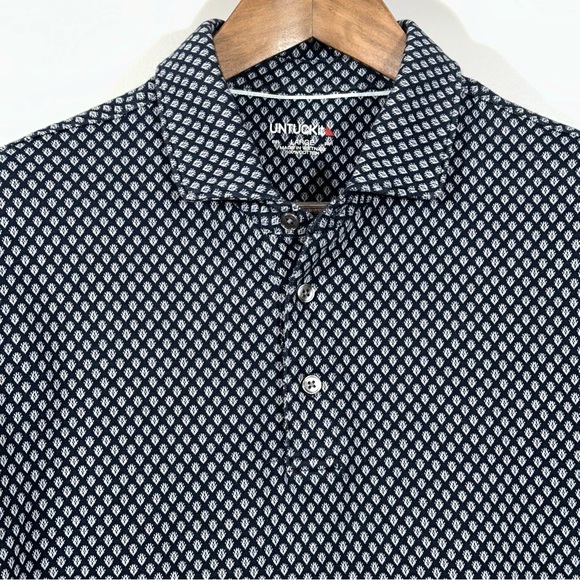💙UNTUCKIT Men's Polo Golf Shirt - Geometric Design - Large (Slimmer Fit) NWOT - Picture 3 of 16